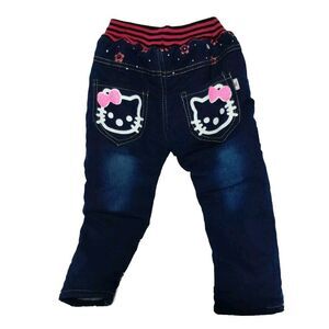 Hello Kitty Fleece Lined Jeans Blue Toddler Size XL With Hello Kitty‎ On Pockets